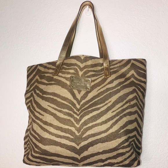 Michael Kors Handbags - Michael Kors Gold Zebra Print Shoulder Bag